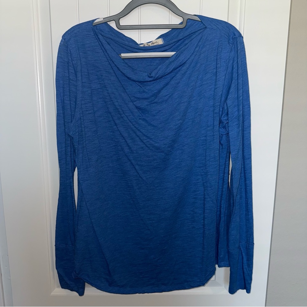 We the free blue wide neck top